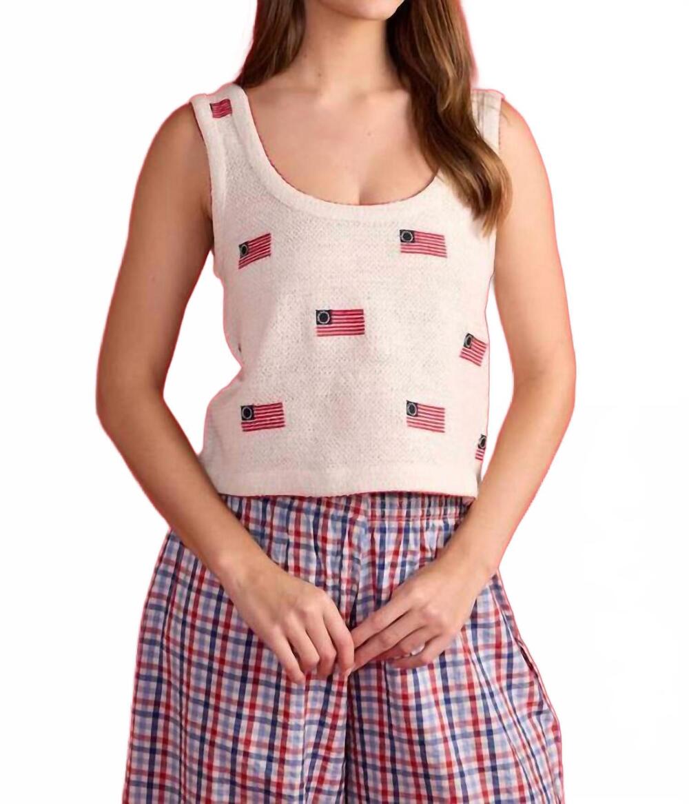 NEW DOUBLE A roxy tank top in betsy rose/ white